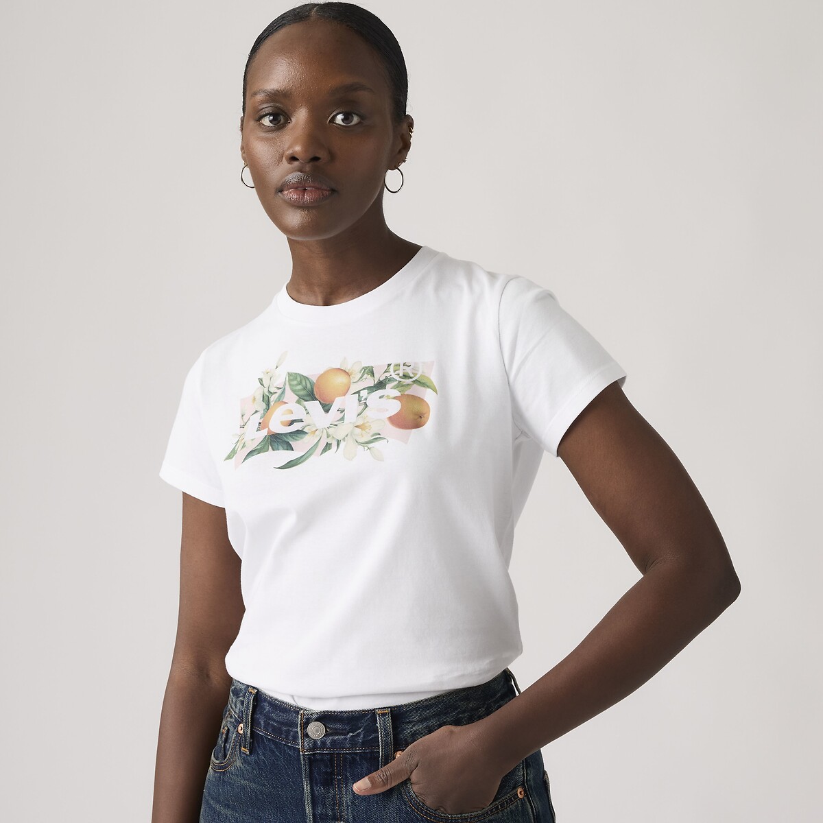 Tshirt col rond manches courtes logo blanc, LEVI'S