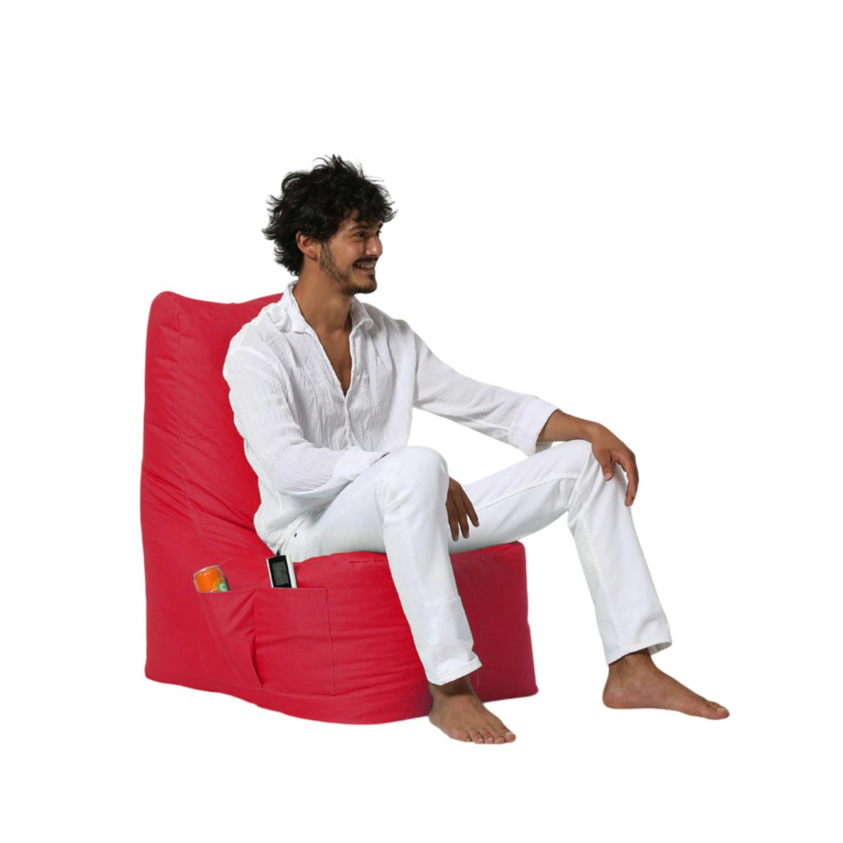 Fauteuil pouf d'extérieur imperméable ARTA rouge, PIER IMPORT