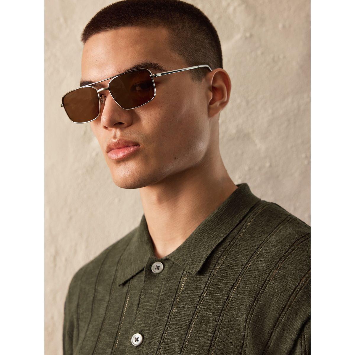 Lunettes de soleil aviateur argent, NEXT
