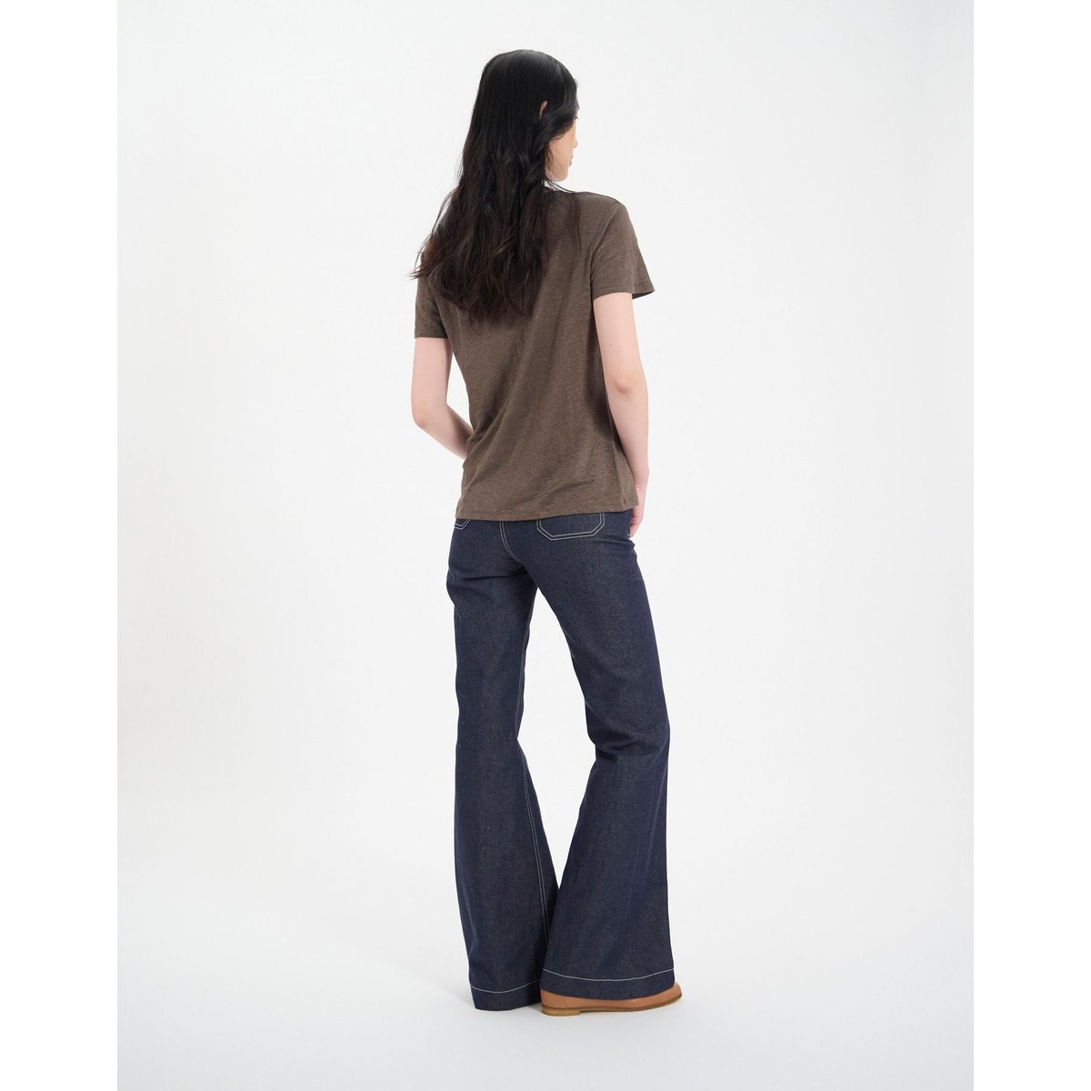 T-shirt Sunny en lin marine khaki, INES DE LA FRESSANGE PARIS