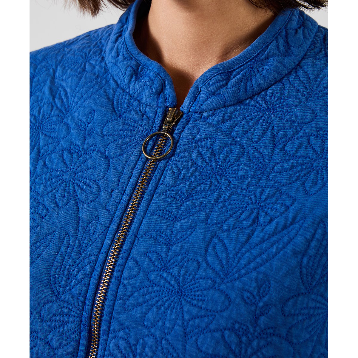 Veste Matelassée Brodée Fleurie Lola bleu, JOE BROWNS