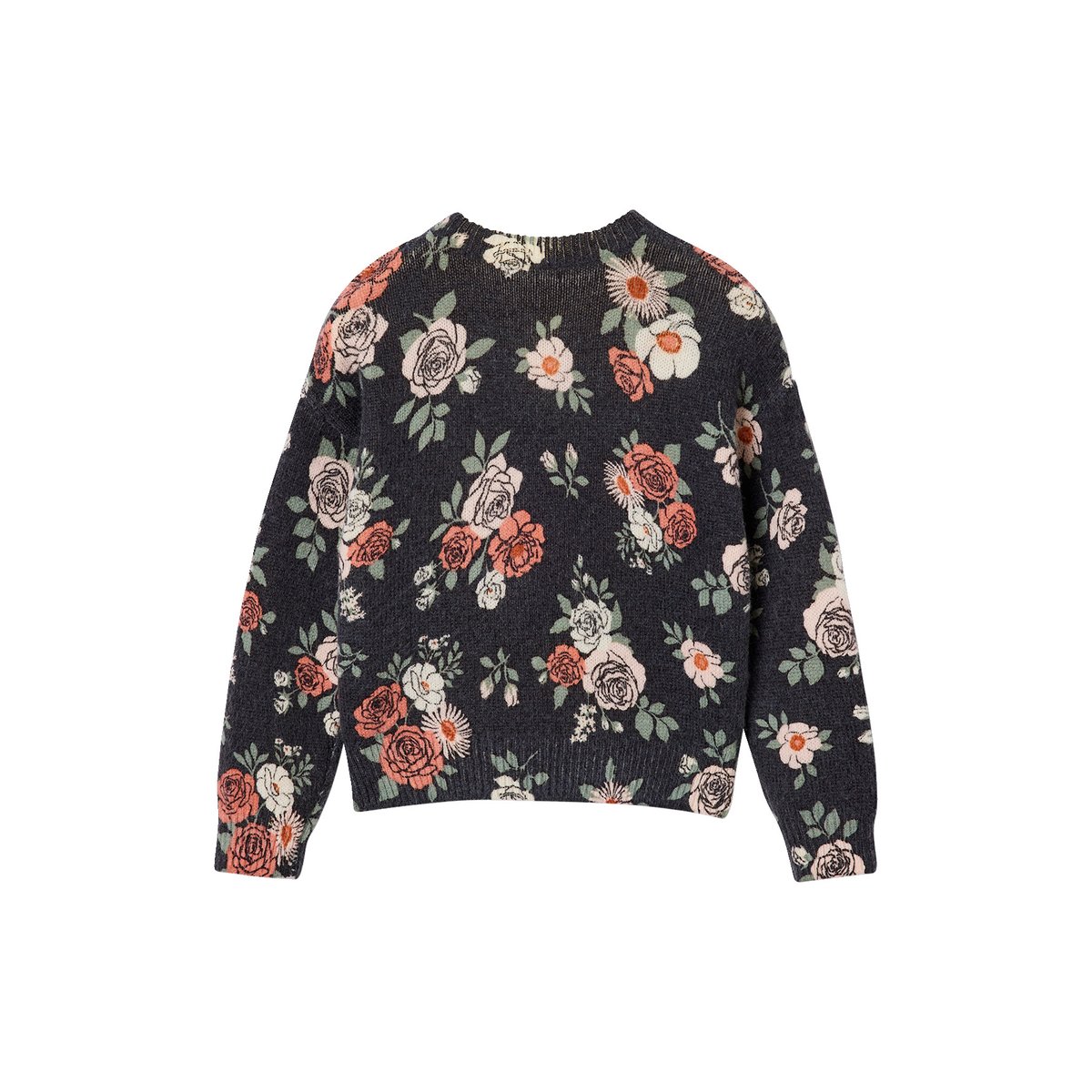 Pull col rond manches longues bleu ardoise, VERTBAUDET