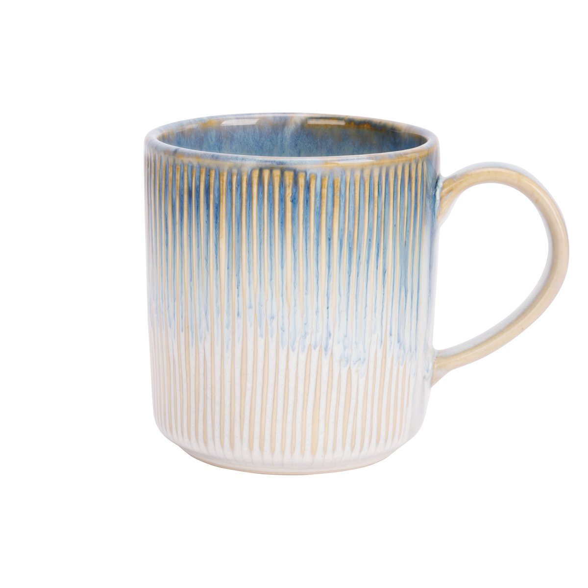 Lot de 6 tasses en grès, LISTRA bleu-beige, COSY&TRENDY