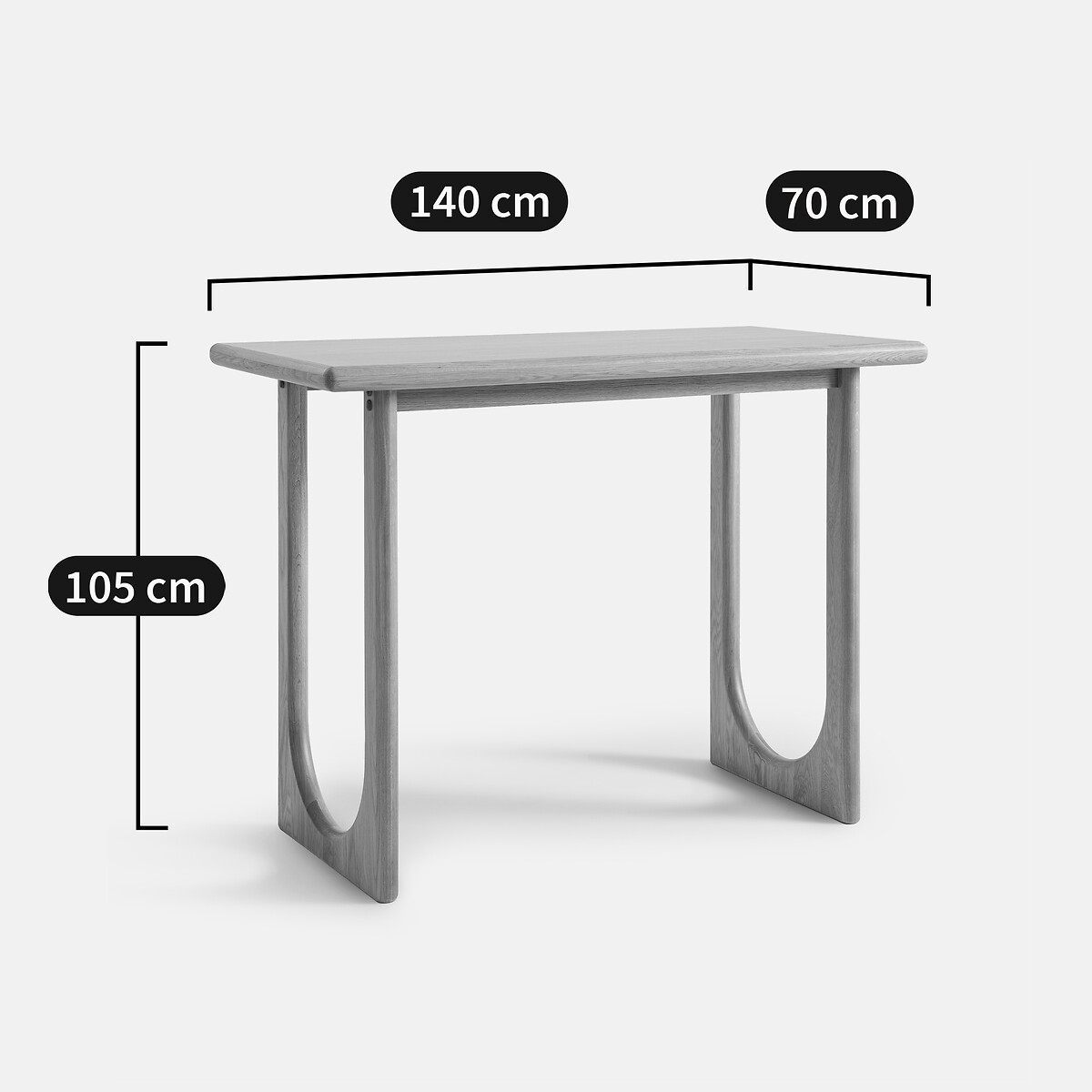 Tavolo da bar, rovere massiccio e impiallacciato, larghezza 140 cm, DOUVE color quercia, LA REDOUTE INTERIEURS