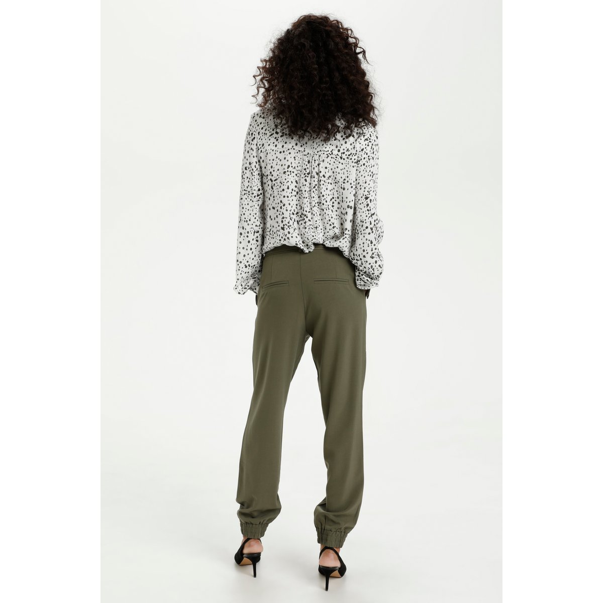 Long sleeved blouse blanc/vert a pois, KAFFE