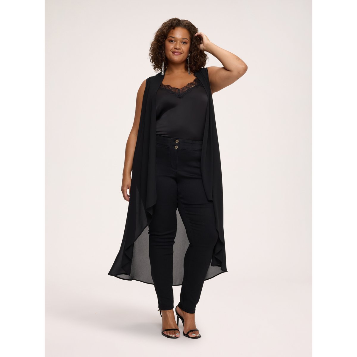 Jean Skinny à double bouton noir, FIORELLA RUBINO