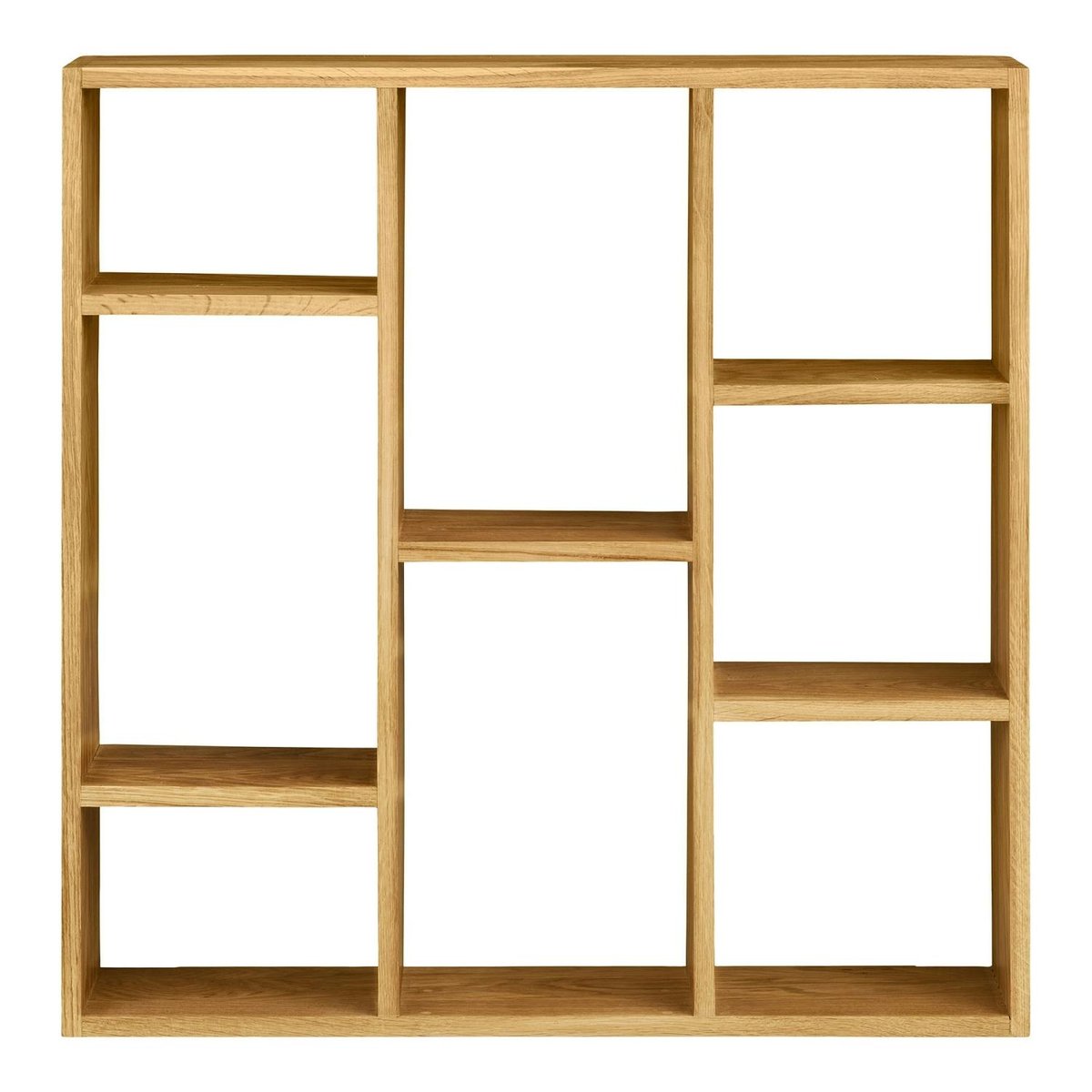 Etagère murale décorative en bois de chêne clair 8 niches VARDE bois naturel, PIER IMPORT