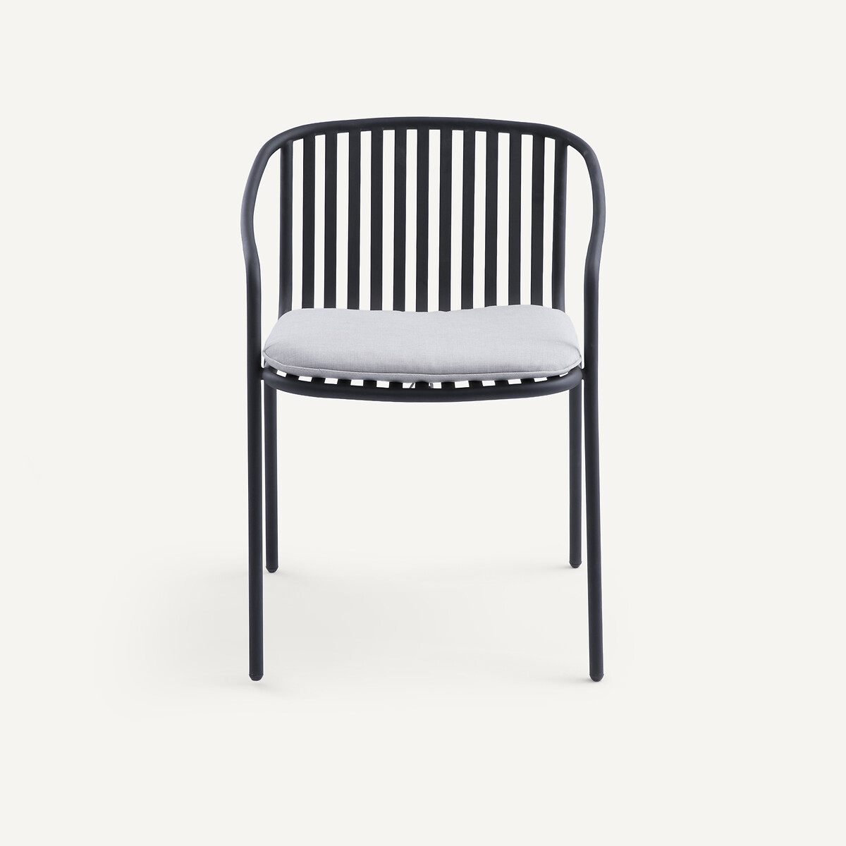 Fauteuil de table de jardin en métal acier, CIARA charbon, AM.PM