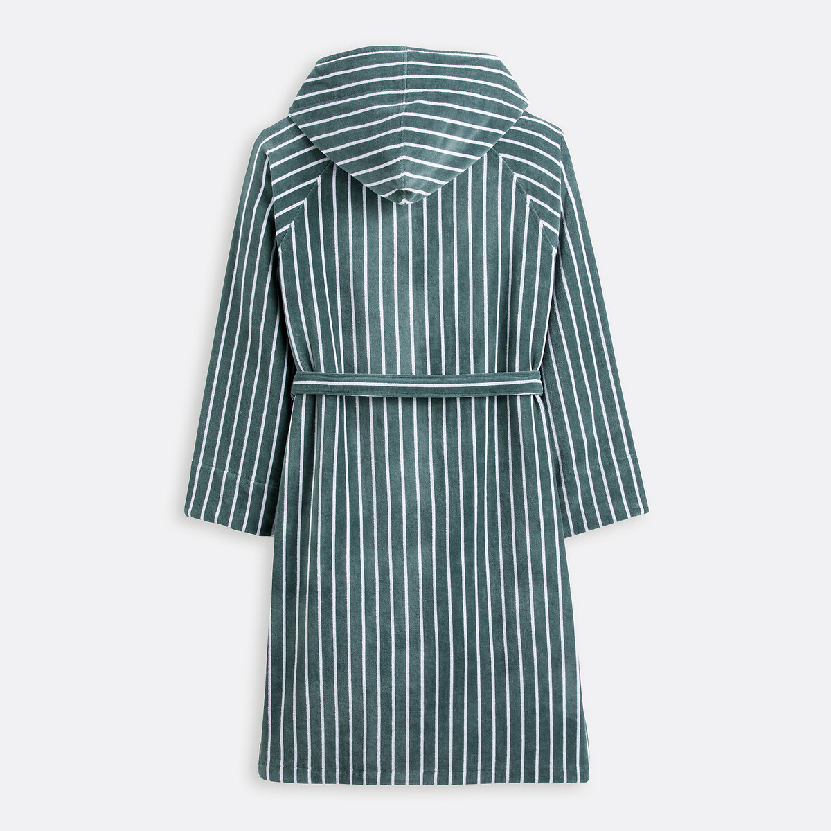 Peignoir capuche éponge velours rayures 450g Bagno vert/blanc, LA REDOUTE INTERIEURS