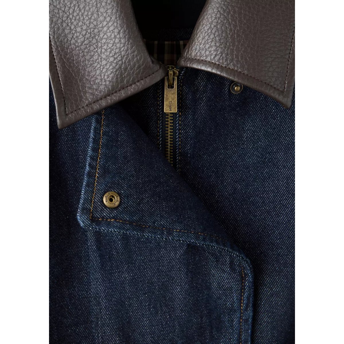Veste bomber en jean bleu, MANGO