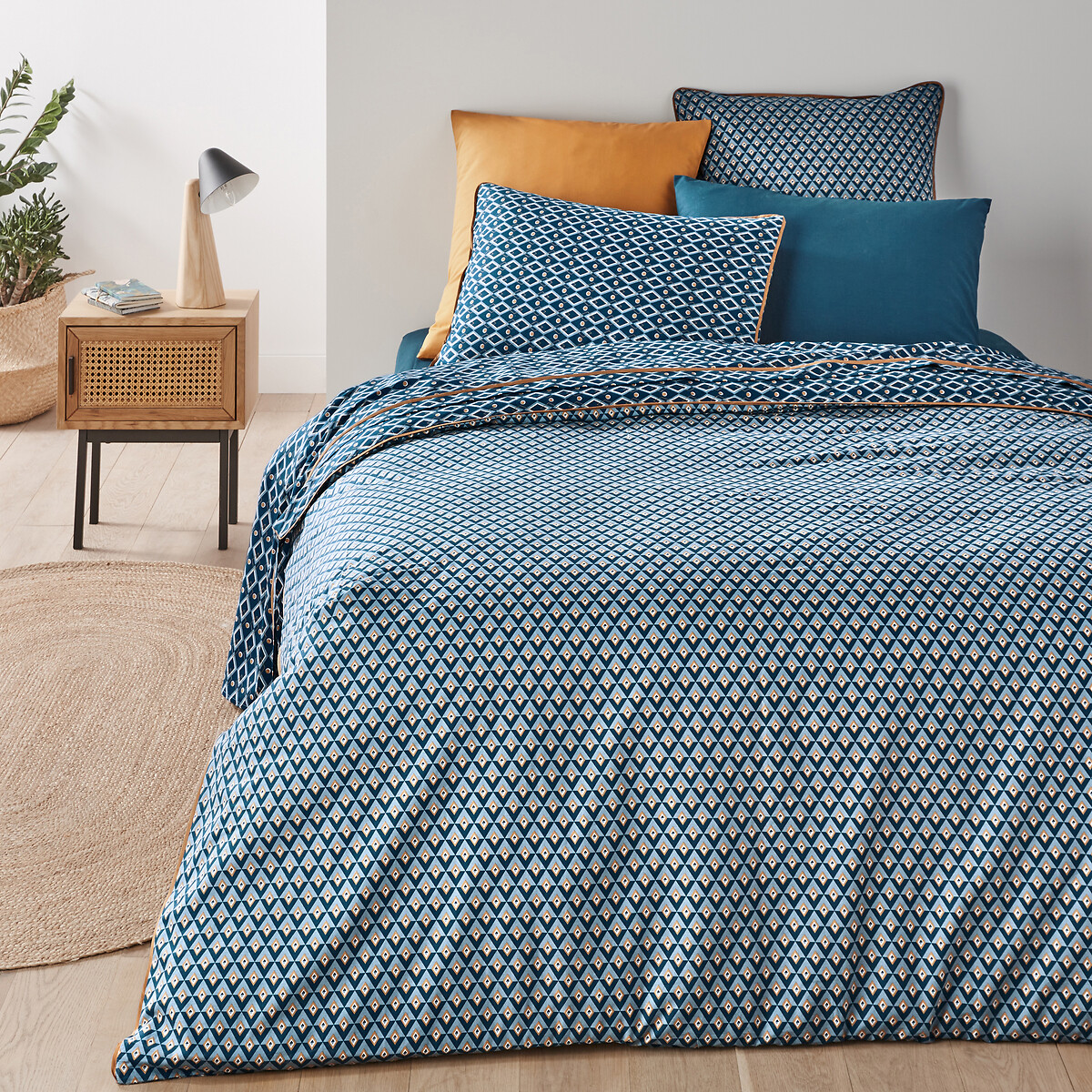 Housse de couette pur coton, Pallazzo imprimé bleu, LA REDOUTE INTERIEURS