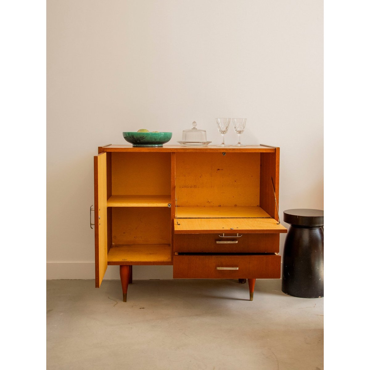 Enfilade-bar cocktail scandinave Margaret N°466 - Bon état bois foncé, DEBONGOUT