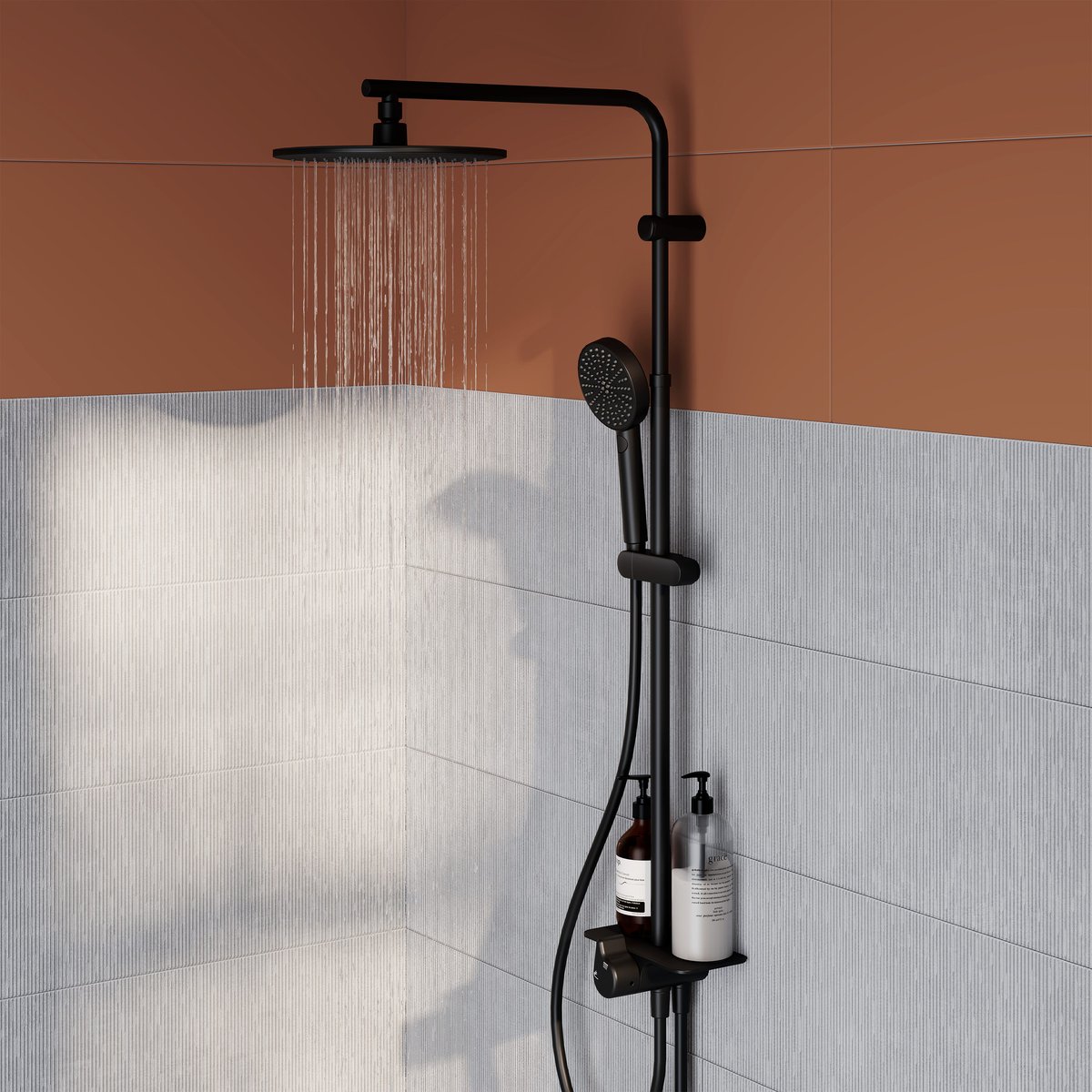 Lot de 2 colonnes de douche sans robinet, EASY noir, SENSEA