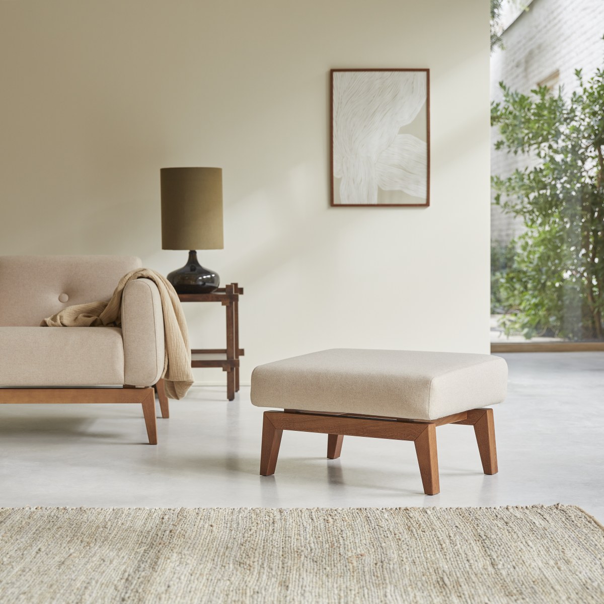 Repose-pied en Tissu, BJORN beige, TIKAMOON