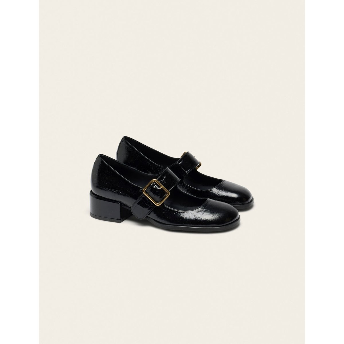 Escarpins AMARI cuir plissé verni noir, ODAJE