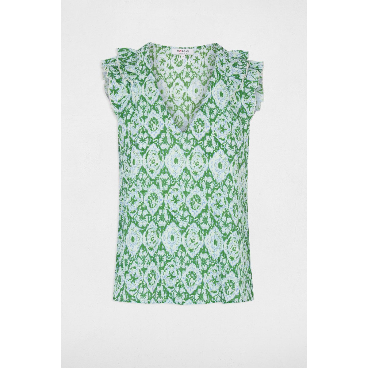 Top col v manches courtes multicolore, MORGAN