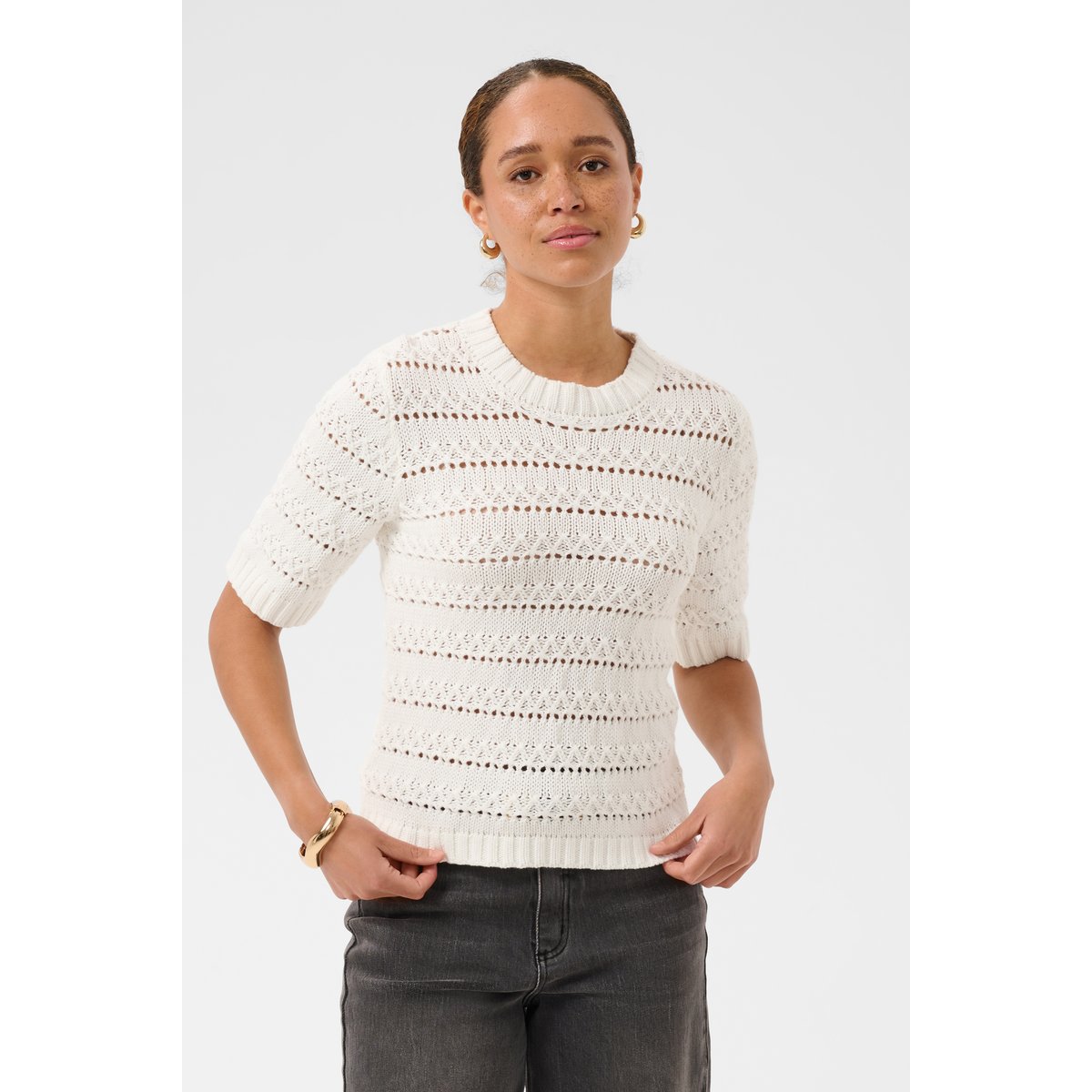 Pullover tricoté blanc, KAFFE
