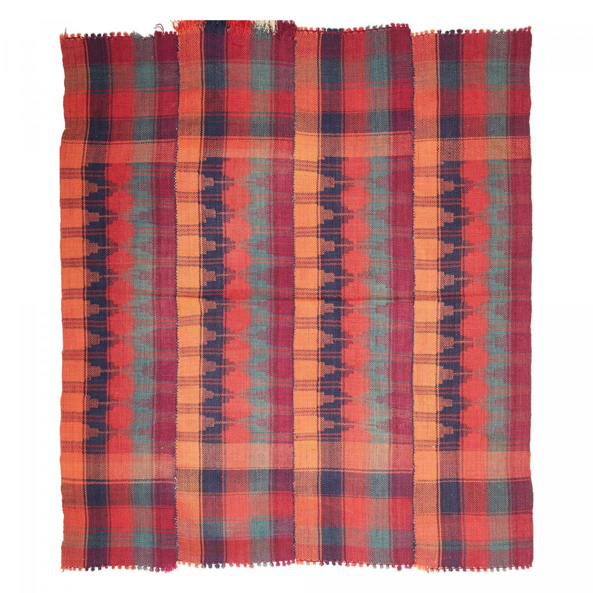 Authentique tapis d'Orient kilim fait main en laine ANTIK 4 rouge, orange, bleu, UN AMOUR DE TAPIS