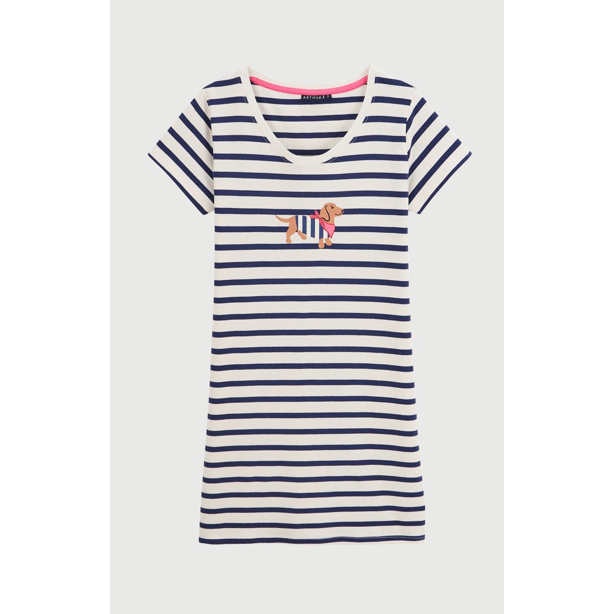 Chemise de nuit en jersey de coton à rayures Tobbie ciel, ARTHUR