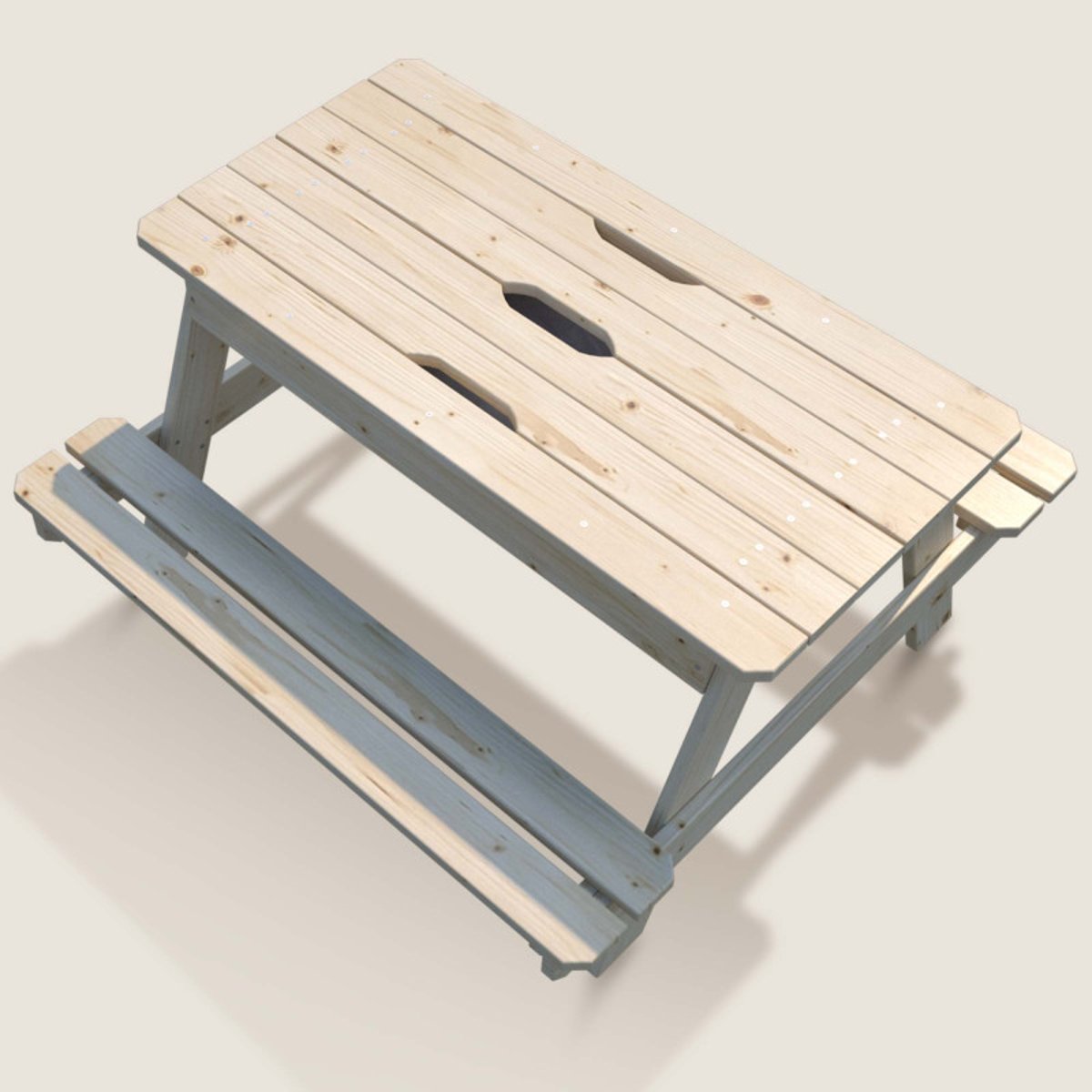 Table de picnique en bois pour enfant avec bac à sable intégré beige, SOULET