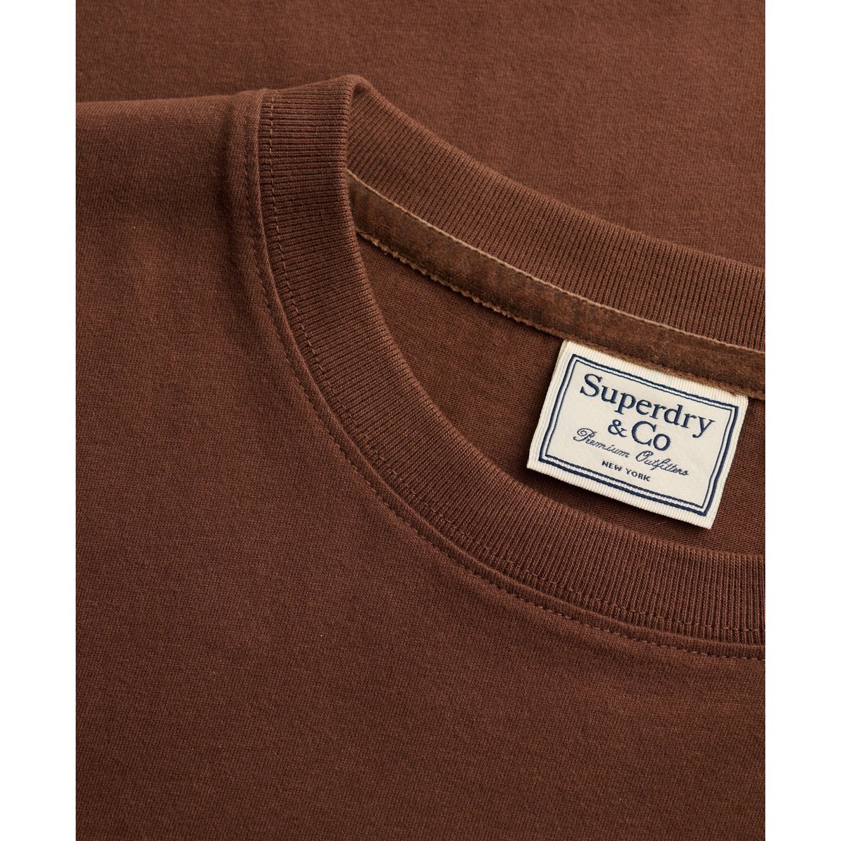 T-shirt Signature Embroidered coupe décontractée marron châtaigne, SUPERDRY
