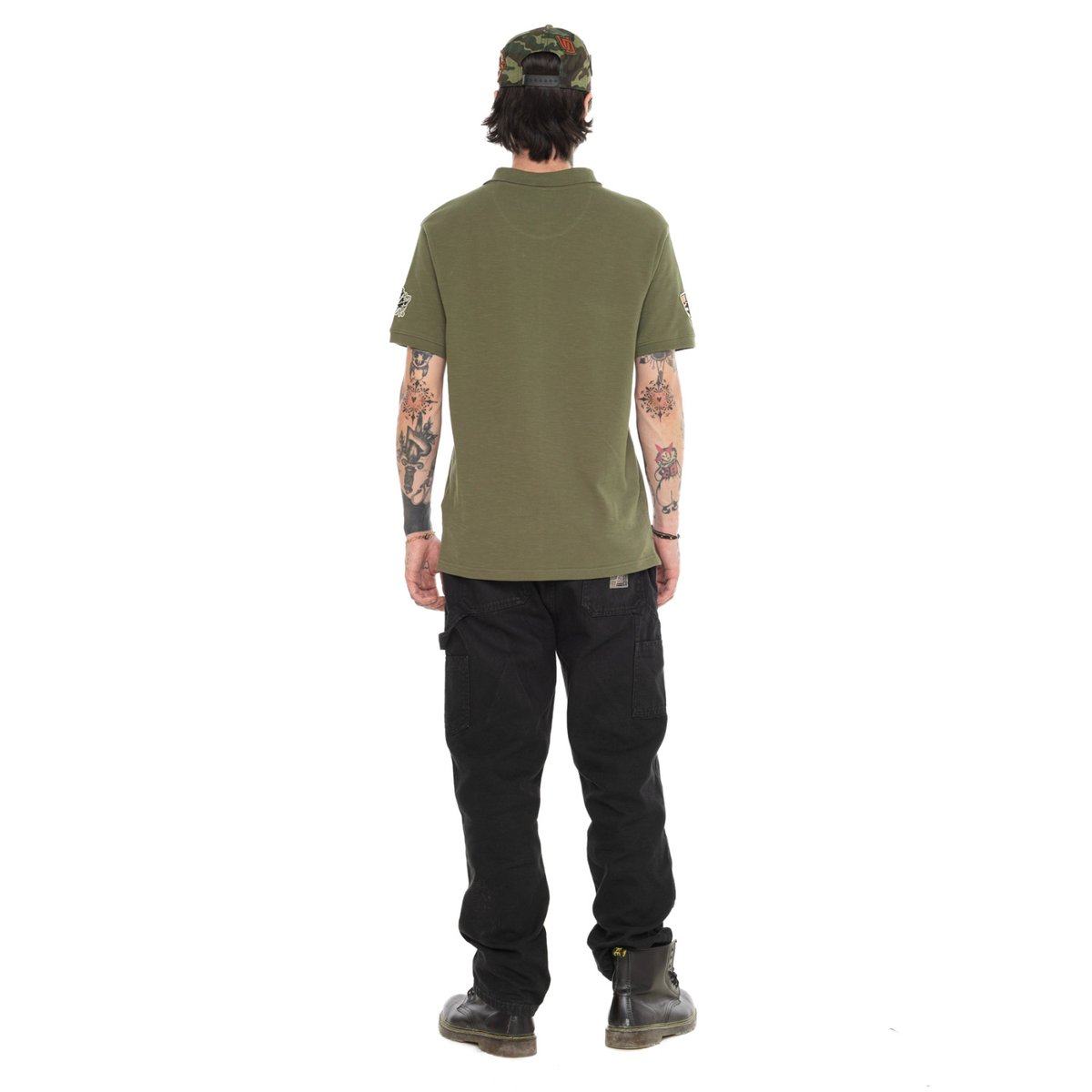 Polo coton piqué RAPH kaki/noir/beige, VON DUTCH