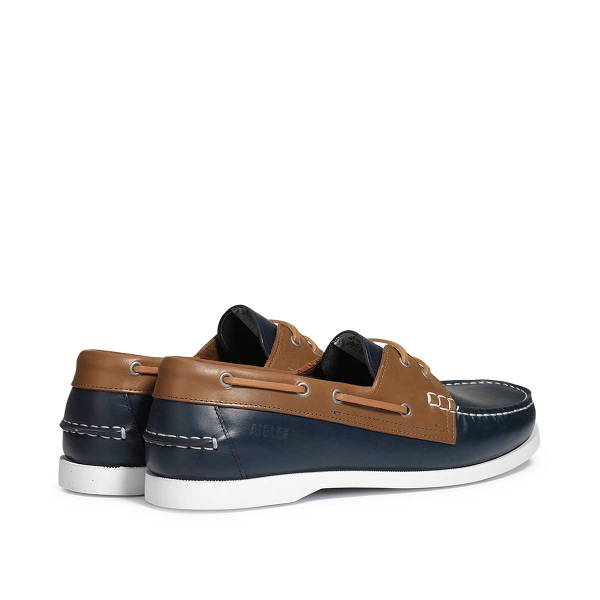 Chaussures bateau en cuir NEW NUBILA bleu marine,camel, AIGLE