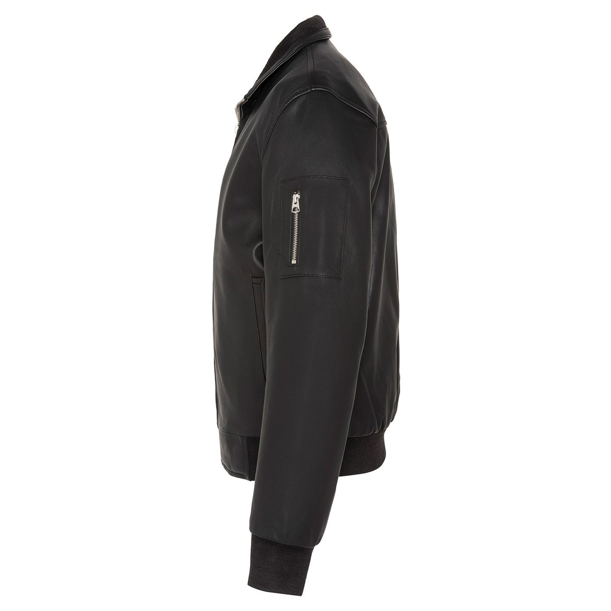 Blouson col montant, cuir d'agneau noir, SCHOTT