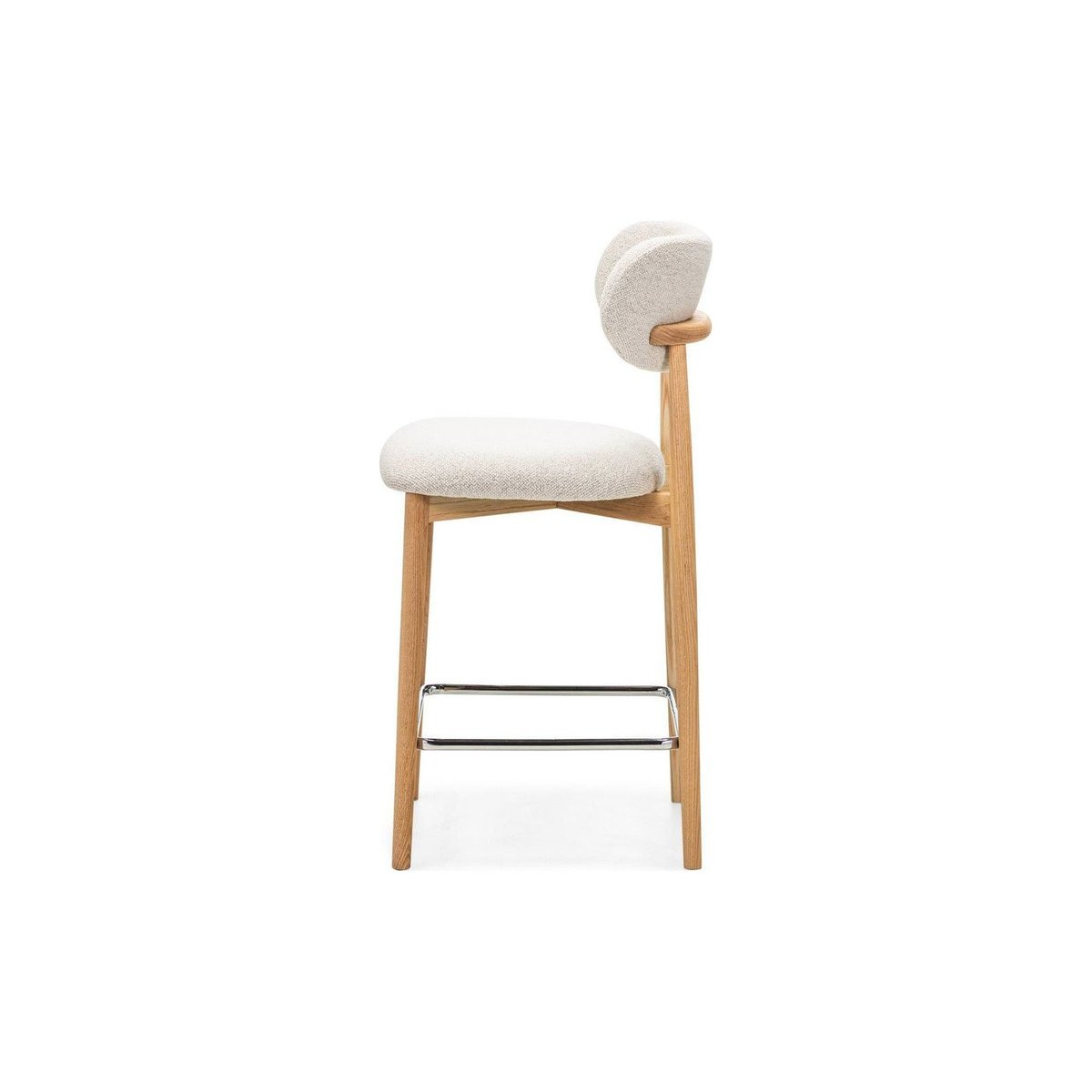 Tabouret de bar en chêne collection MIA crème chêne clair et chrome, RECOLLECTION