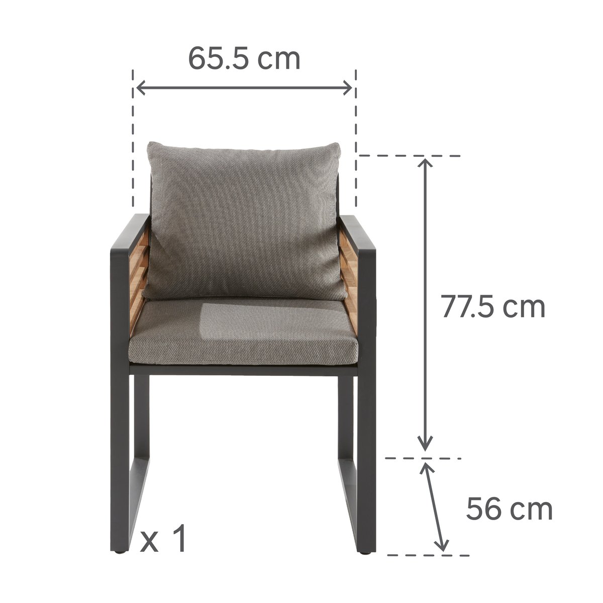 Fauteuil de jardin avec coussin, IONIS marron, NATERIAL