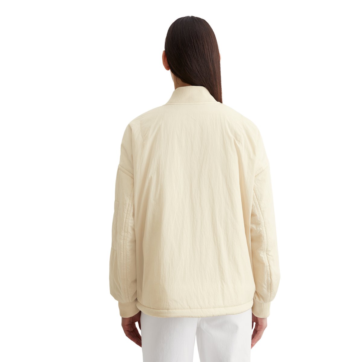 Blouson long relaxed en nylon froissé beige, MARC O'POLO