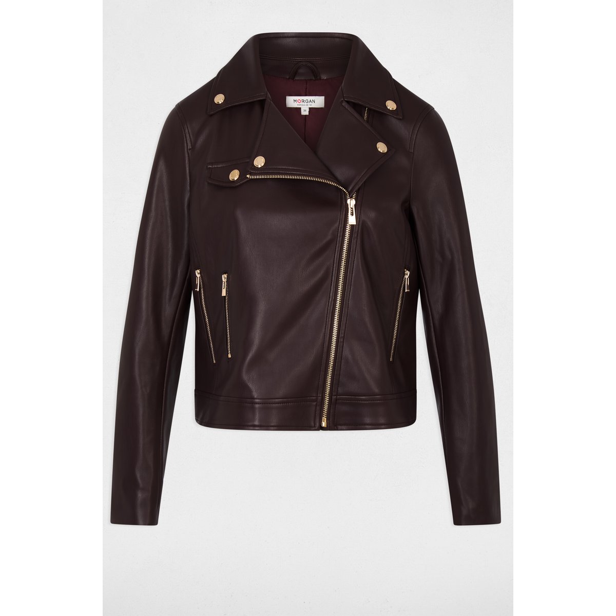 Blouson similicuir ajusté bordeaux, MORGAN
