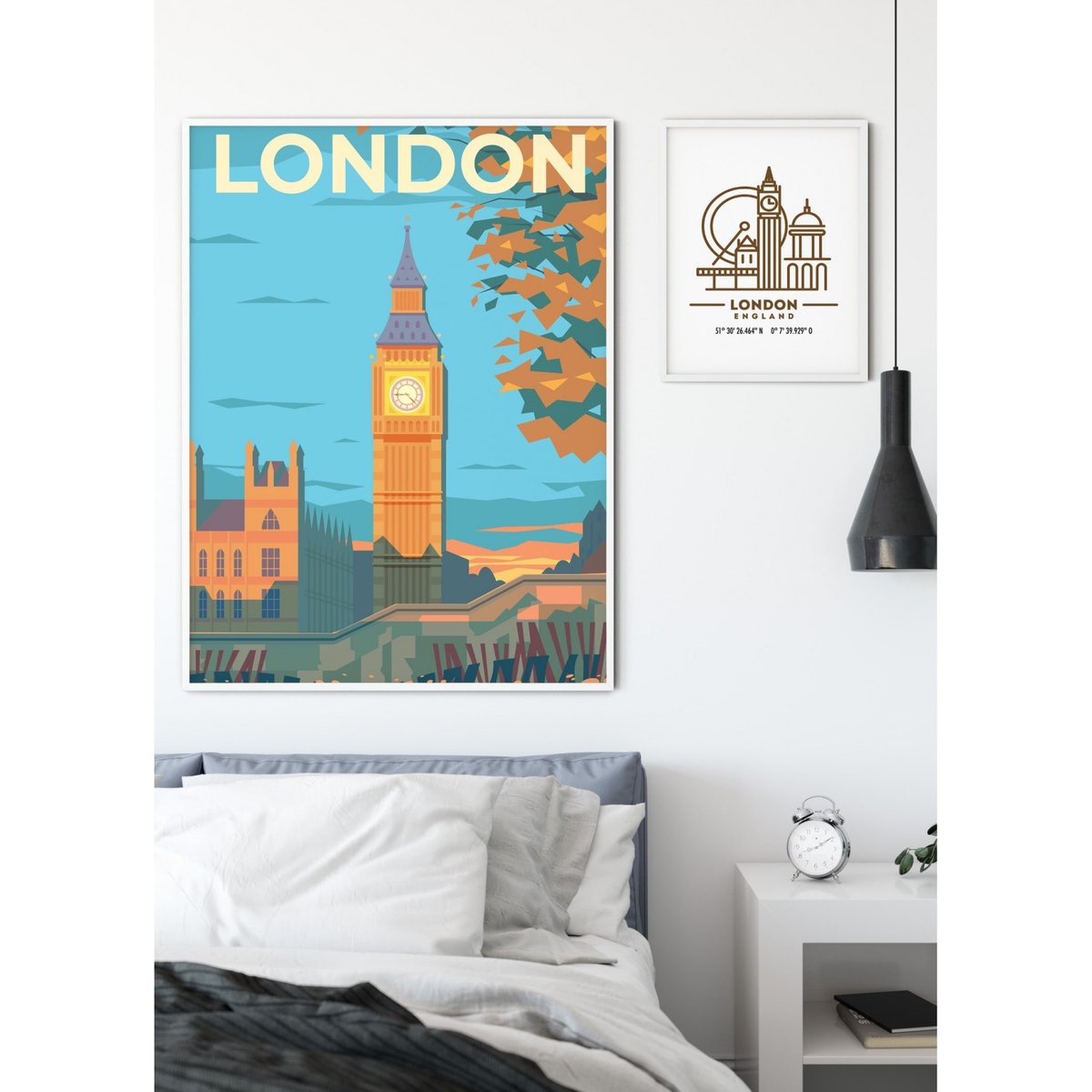 Affiche ville Londres 3 blanc, L'AFFICHERIE