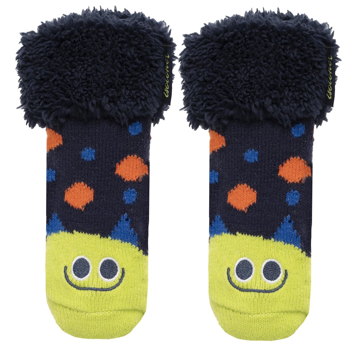 Chaussettes anti-dérapantes maille jacquard, picots antidérapants bleu, ISOTONER