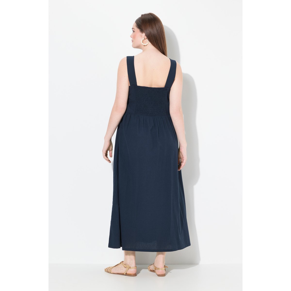 Robe maxi, teneur en lin, sans manches marine, ULLA POPKEN
