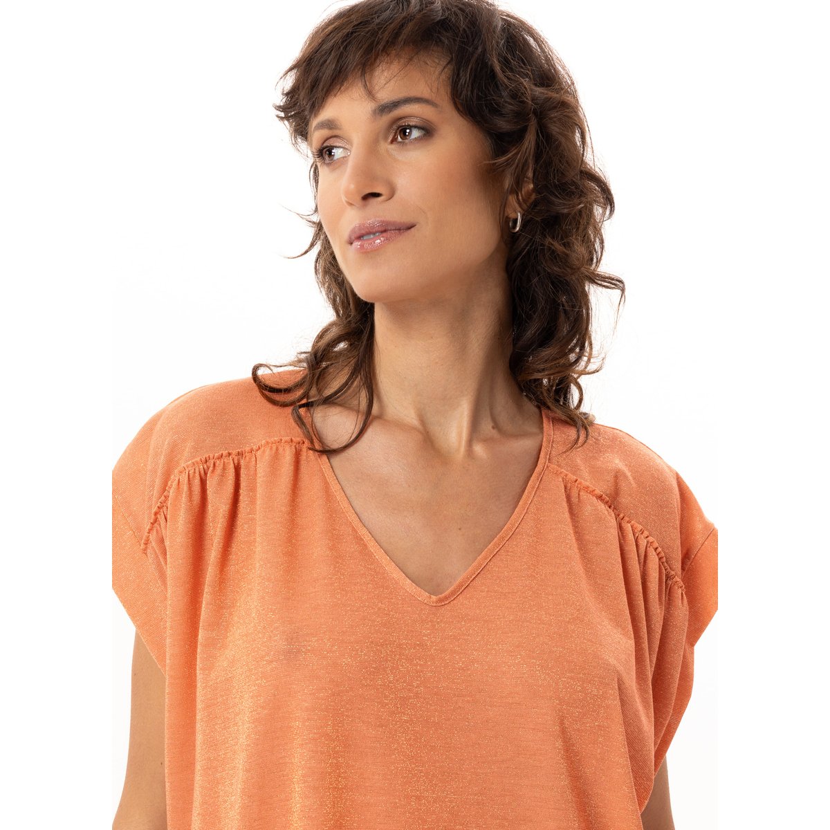 Kaftan en maille fil textile COCO 240 orange, LE CHAT