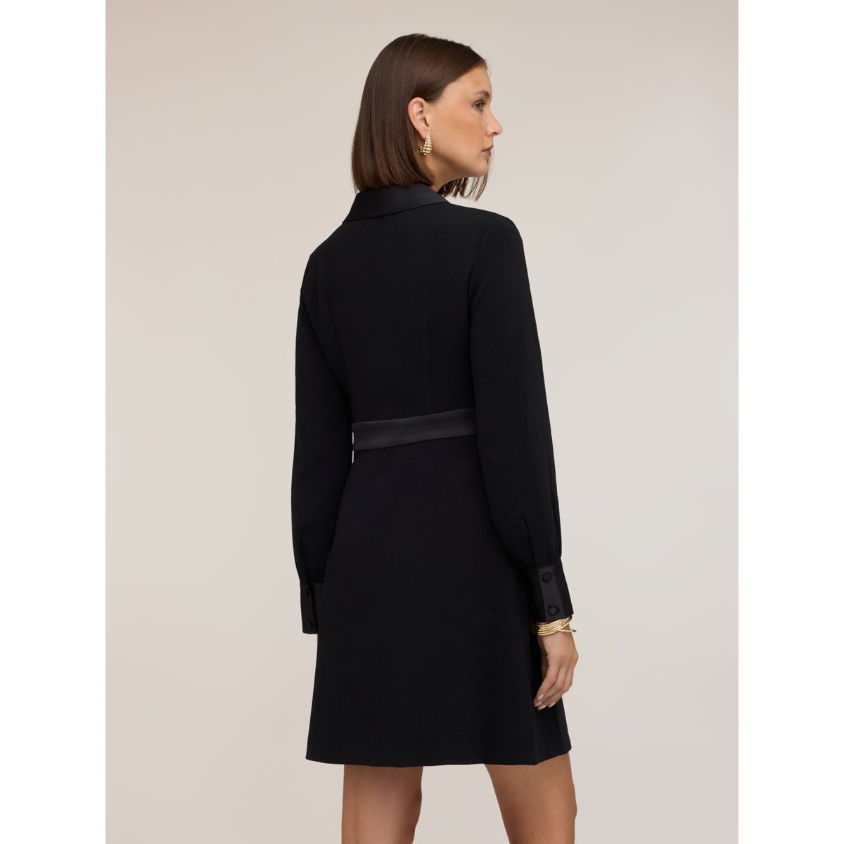Robe chemisier avec empiècements noir, MOTIVI