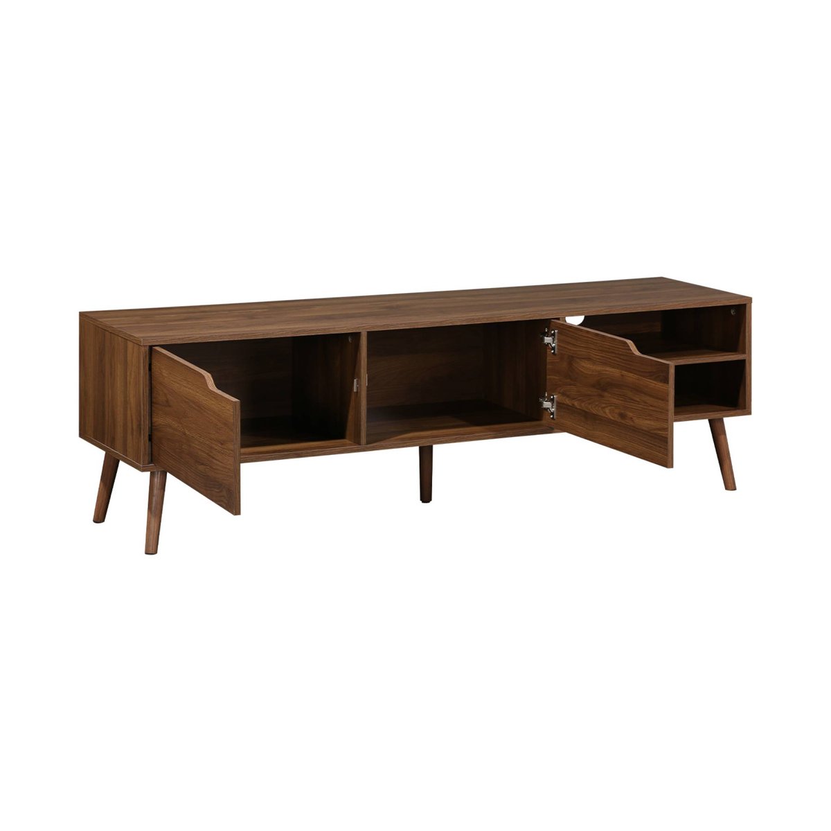 Meuble TV vintage décor bois 2 portes 160cm NEPAL décor bois de noyer, SWEEEK