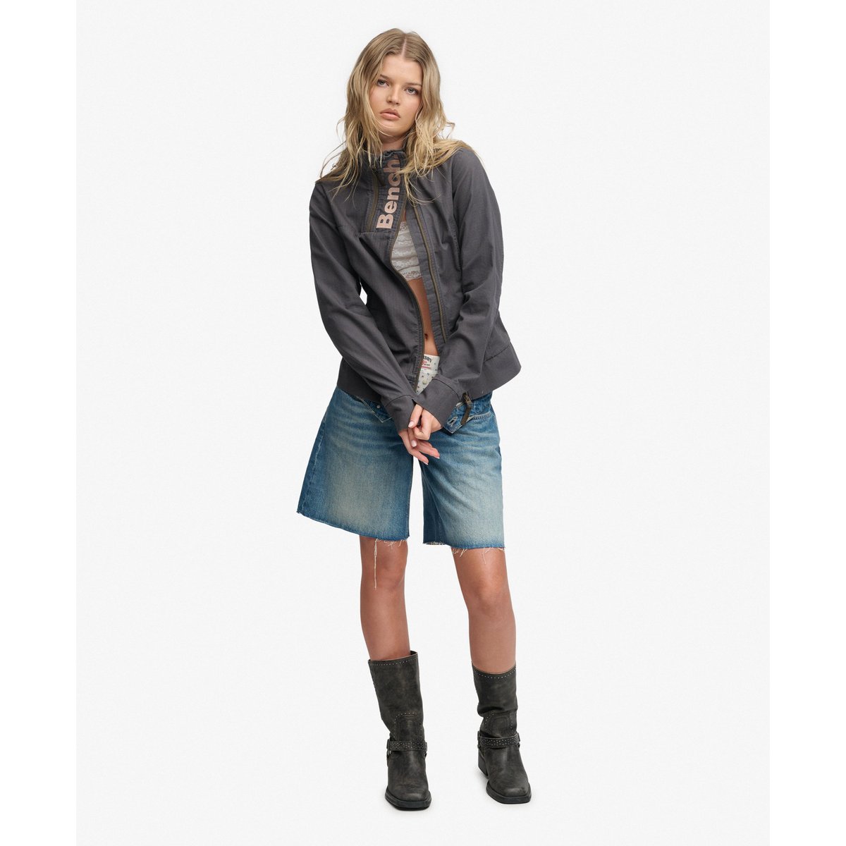 Veste Ripstop Bench à Double Zip et Col Montant anthracite/ dune, SUPERDRY