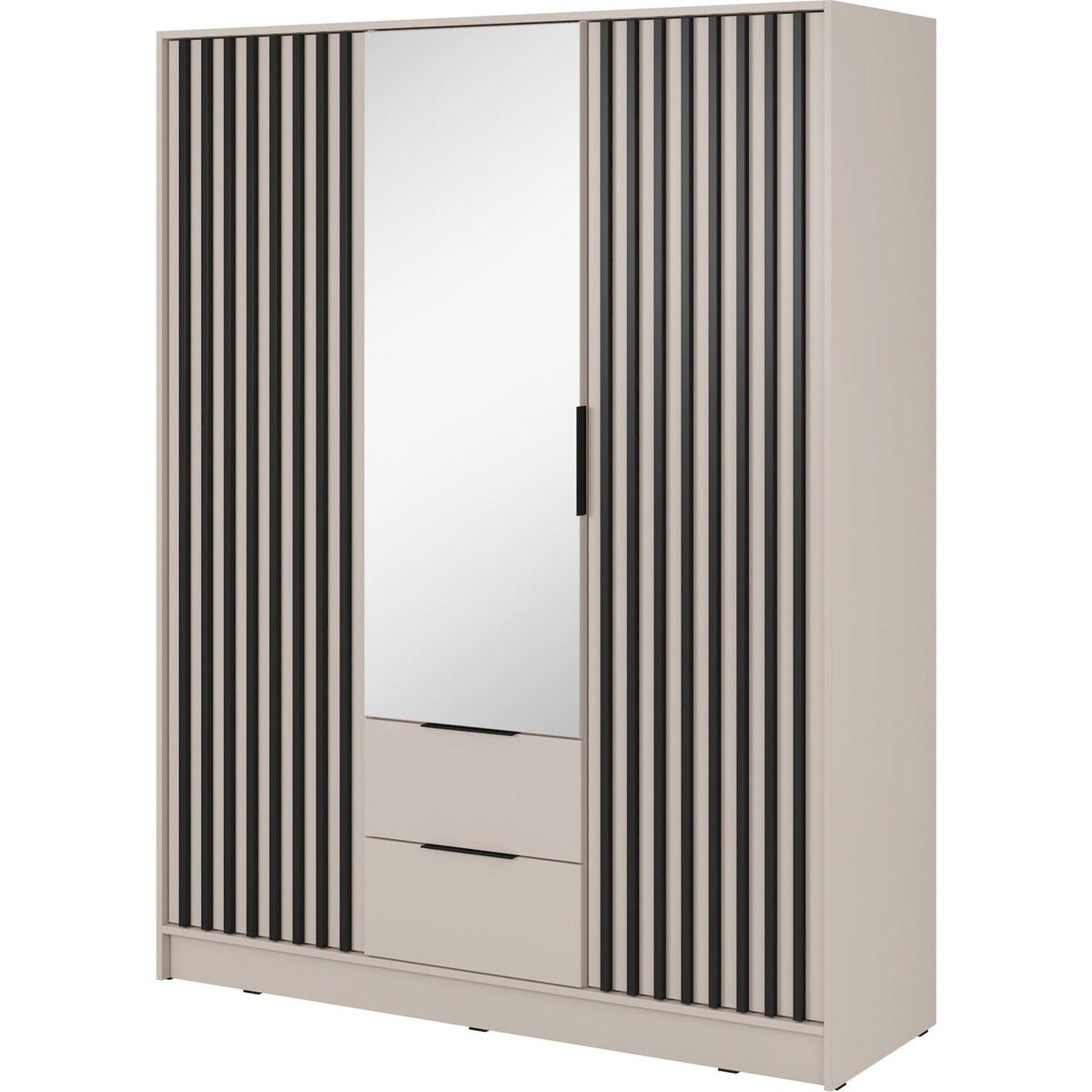 Armoire à miroir 3 portes collection KARETTE gris et bois clair, RECOLLECTION