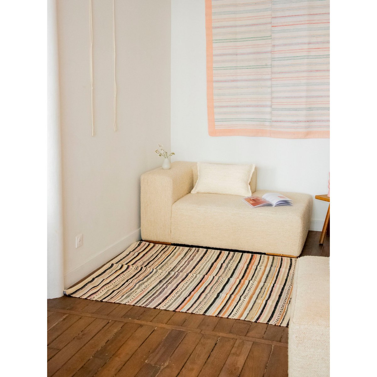 Tapis en lin et coton Olivier N°110 - Bon état multicolore, DEBONGOUT