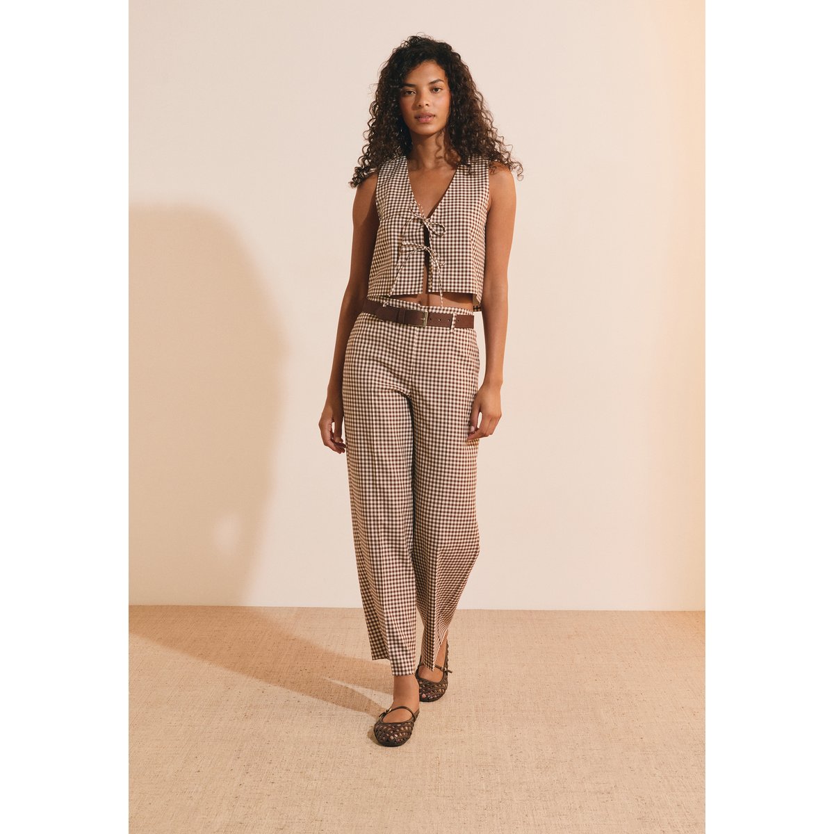 Pantalon à carreaux A PARAMY CRX chocolat, ETAM