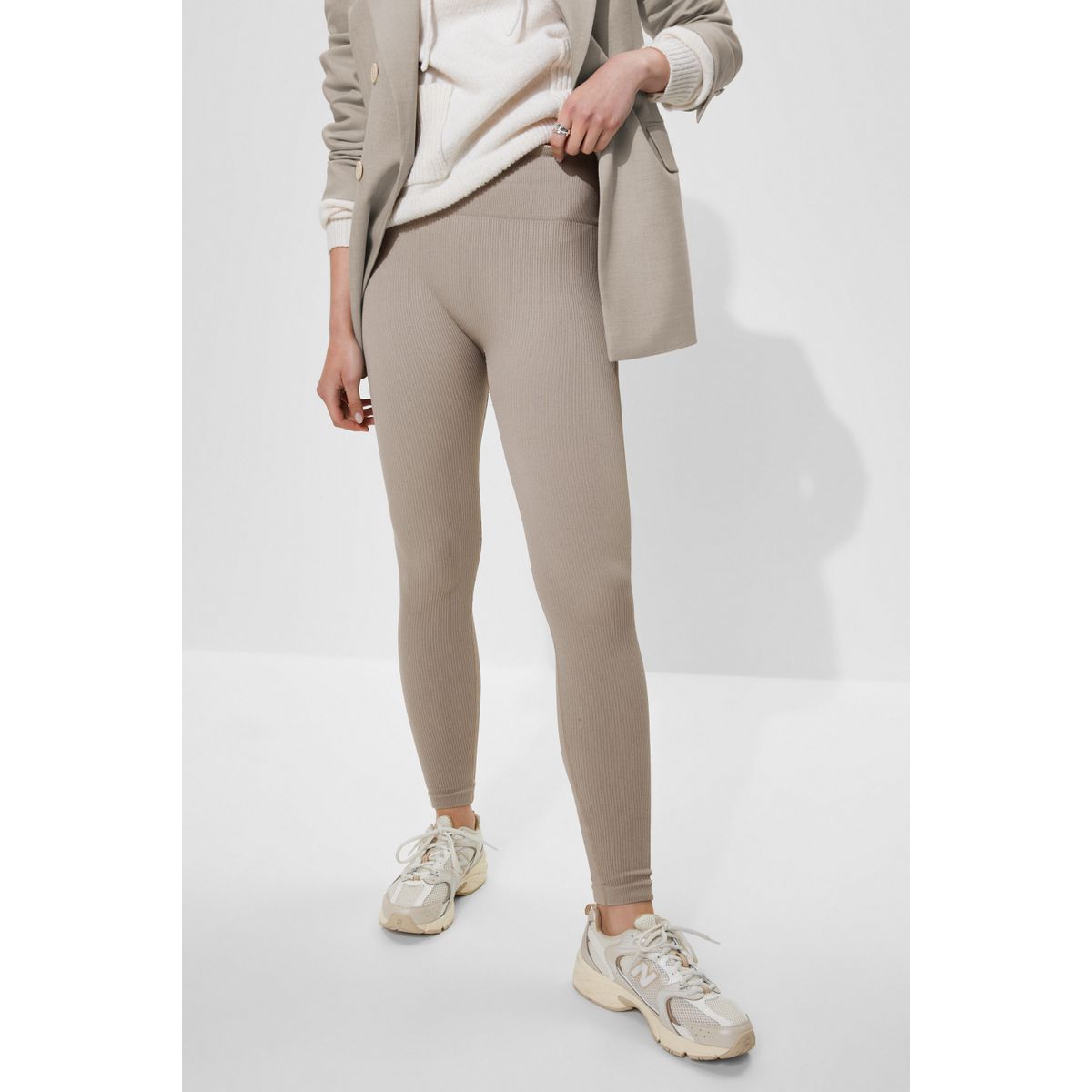 Legging taille haute côtelé couleur unie naturel, NEXT