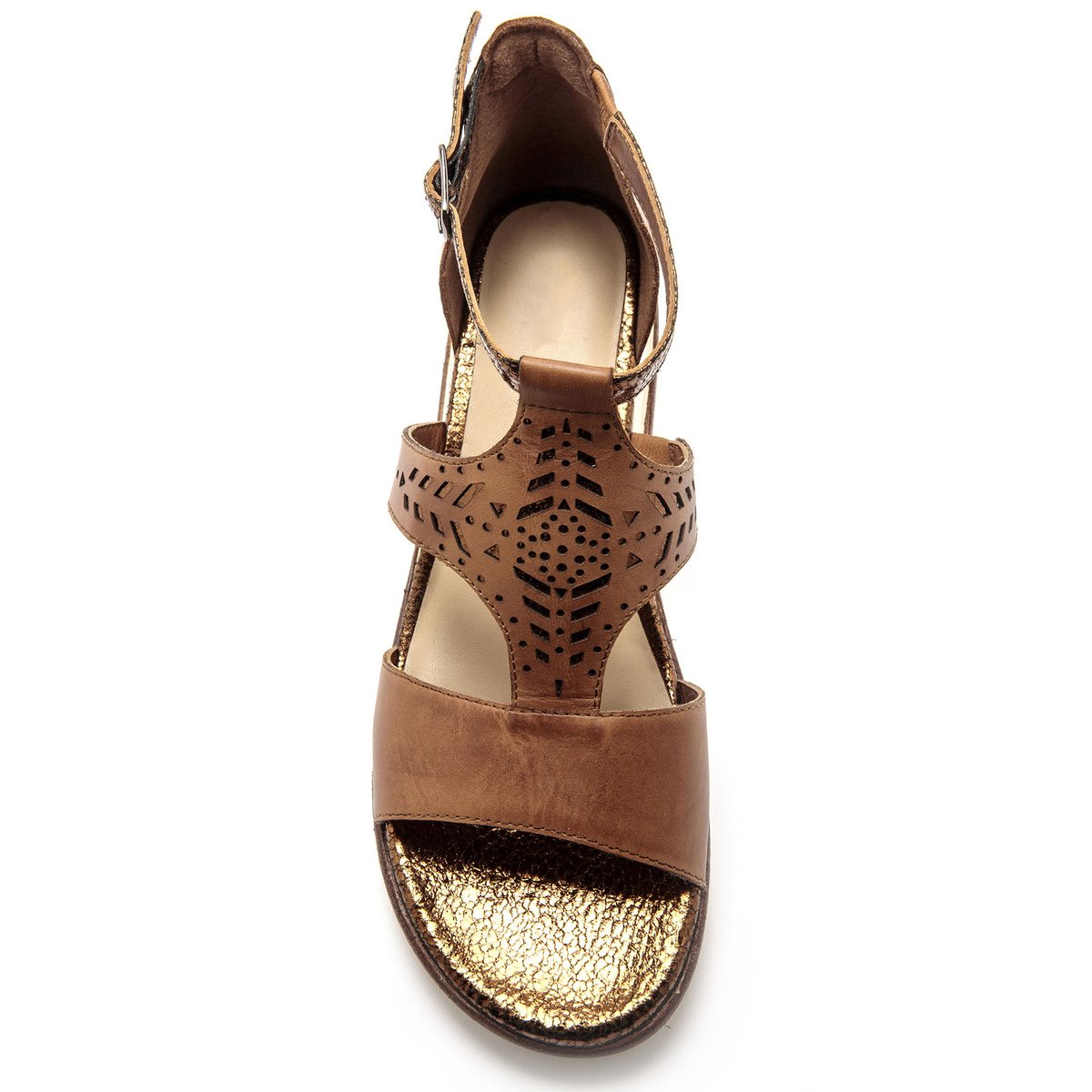 Sandales fantaisie en cuir marron, PEDICONFORT