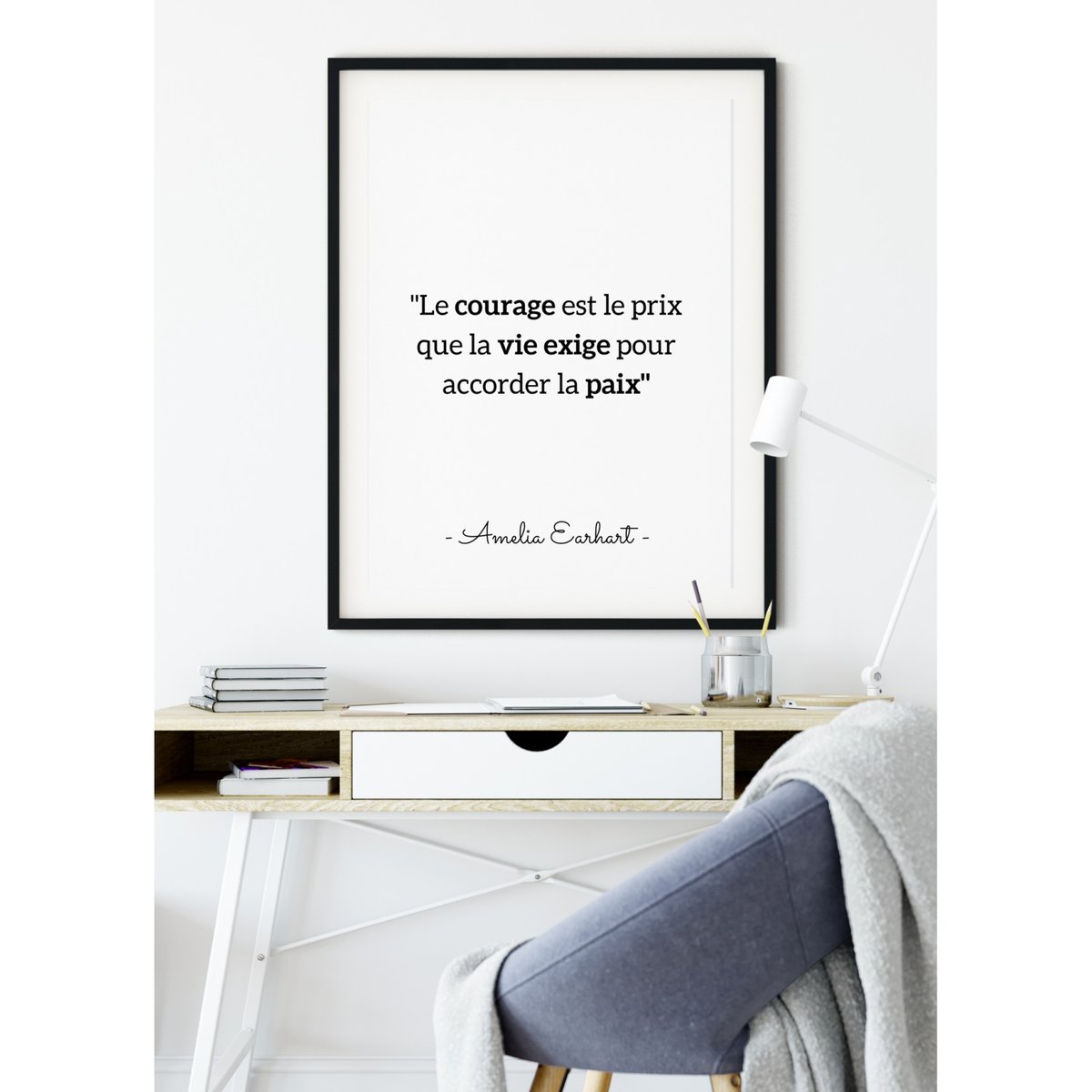 Affiche Amelia Earhart : 'Le courage est le prix...' blanc, L'AFFICHERIE