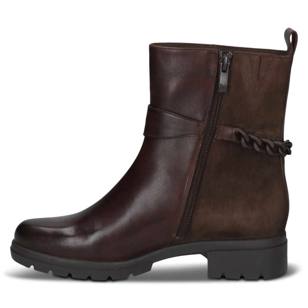Bottine en cuir marron foncé combiné, CAPRICE