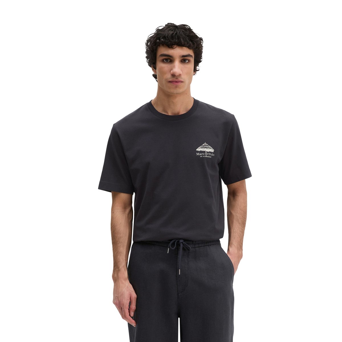 T-shirt regular avec un imprimé estival dans le dos noir, MARC O'POLO