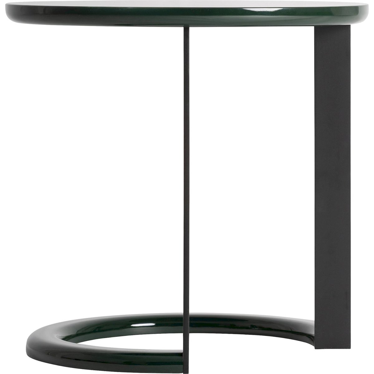 Table d'appoint contemporaine en bois vert laqué et noir, RECOLLECTION