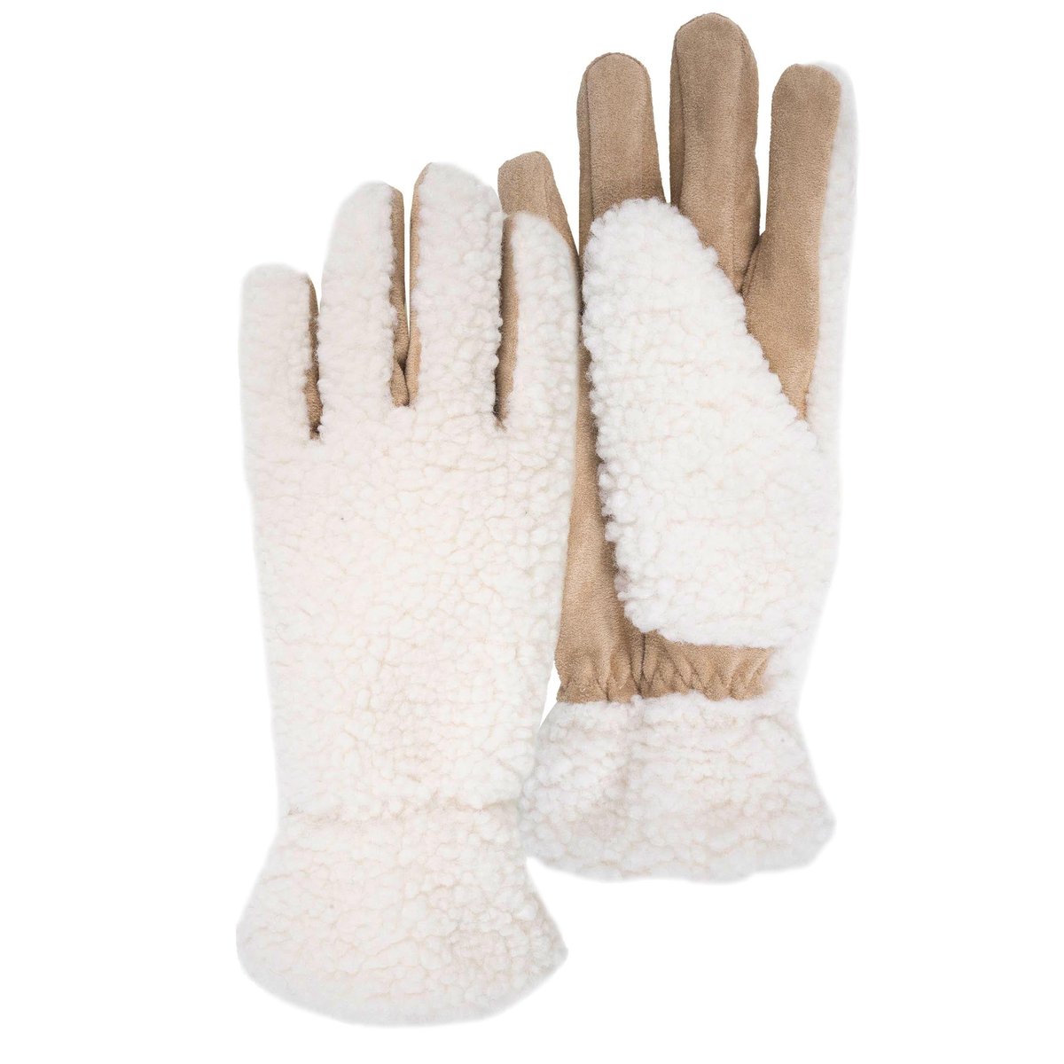 Gants en sherpa, doublé chaud beige crème, ISOTONER