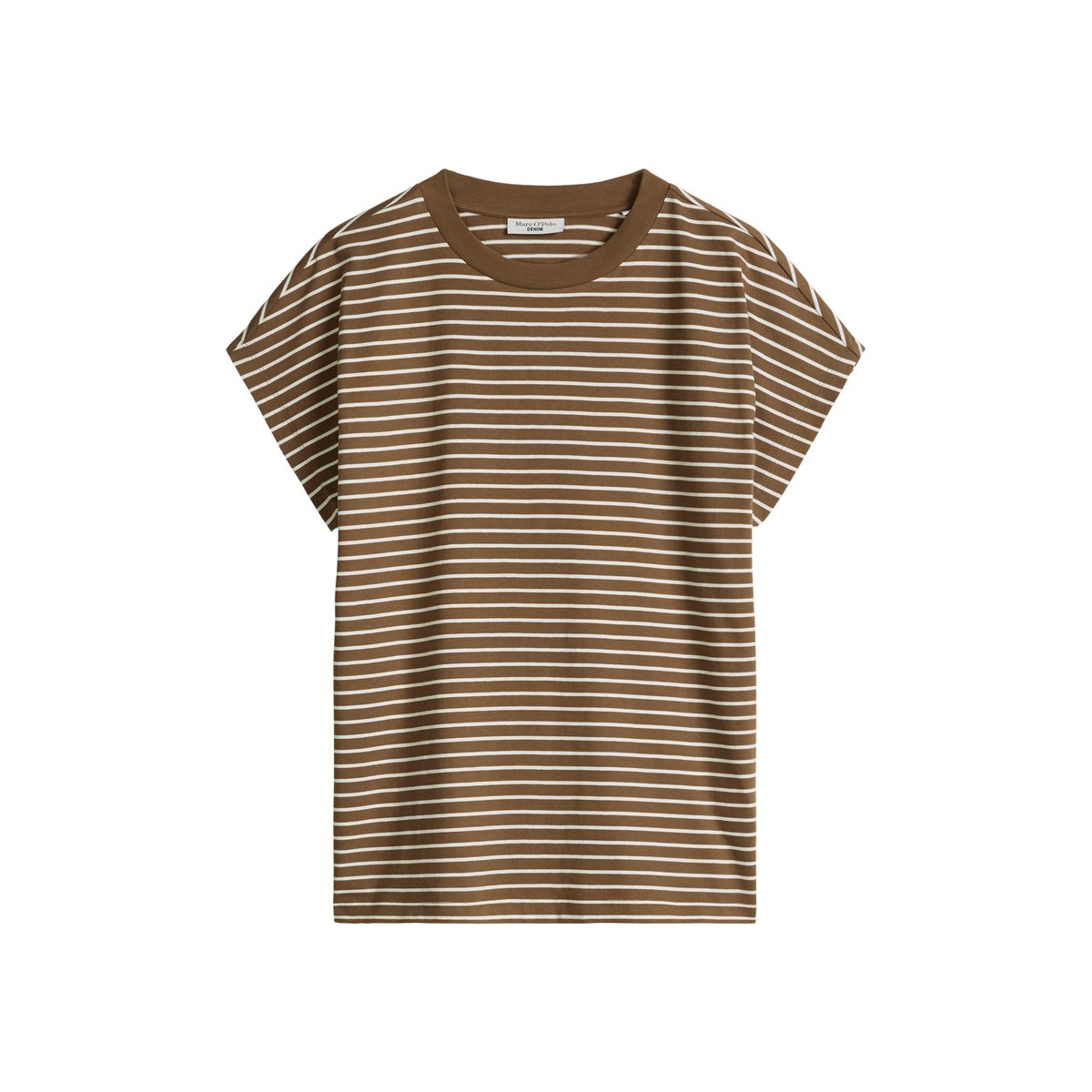 T-shirt à rayures relaxed en jersey simple de coton marron, MARC O’POLO DENIM
